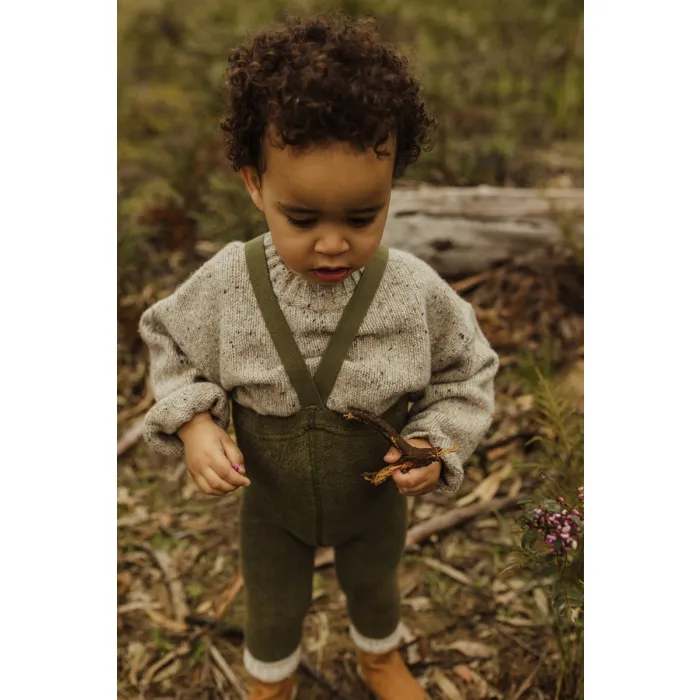 Silly Silas Teddy Warm Footless Tights Olive